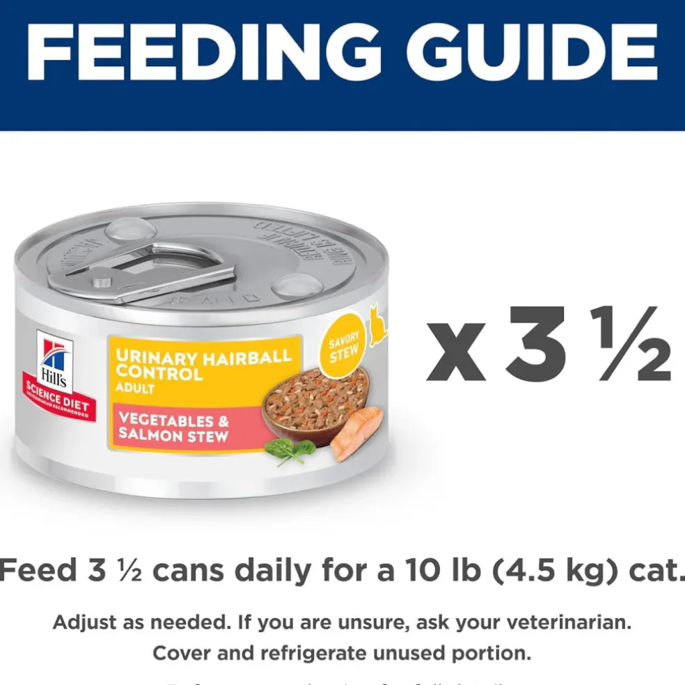Hill's Science Diet Adult Urinary & Hairball Control Vegetables & Salmon Stew Recipe Wet Cat Food (2.9oz x 24 cans)