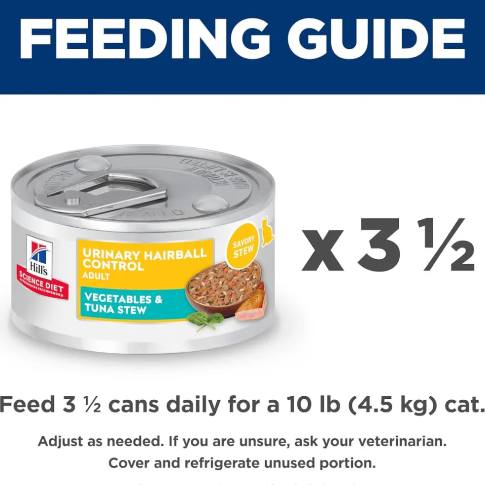 Hill's Science Diet Adult Urinary & Hairball Control Vegetables & Tuna Stew Recipe Wet Cat Food (2.9 oz x 24 cans)