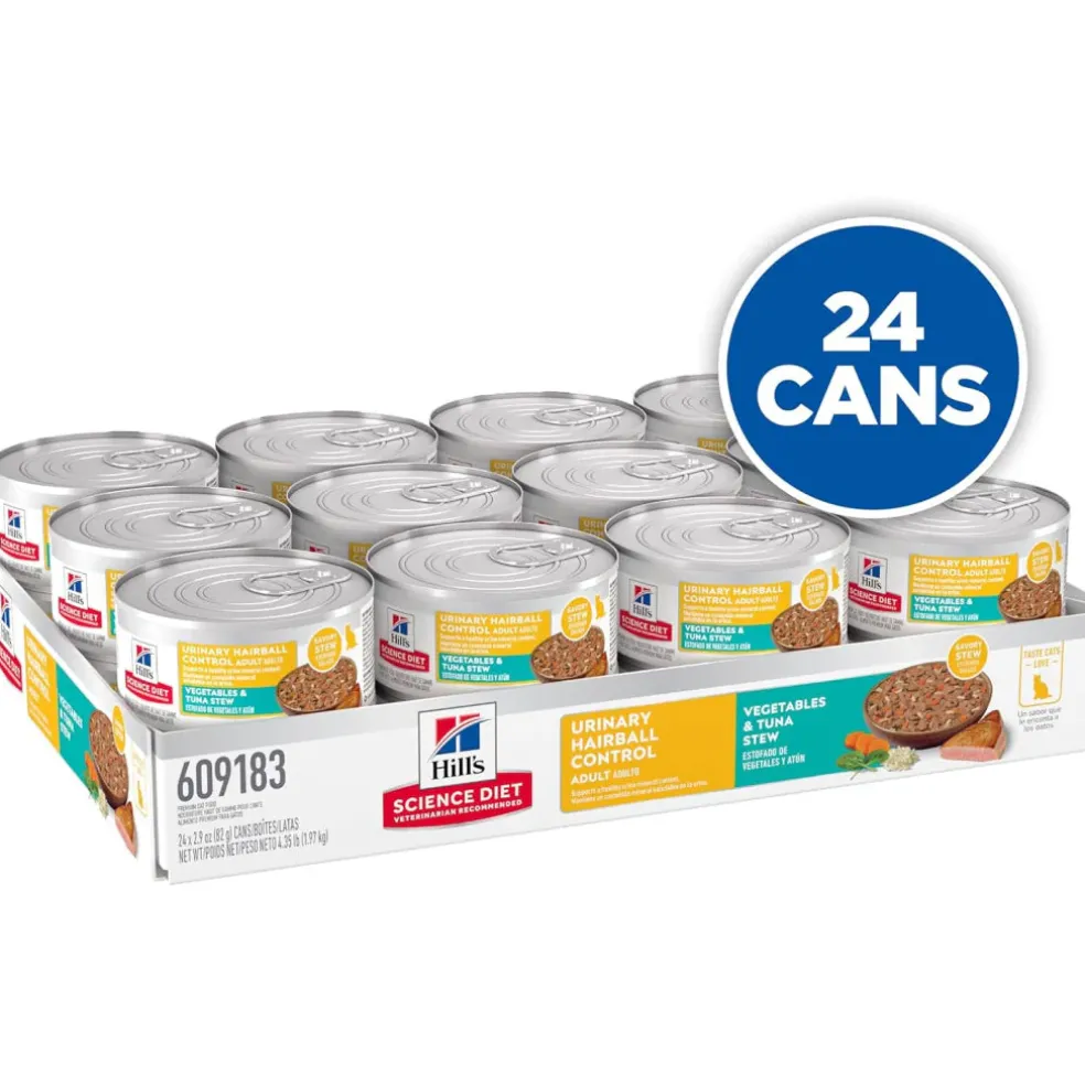 Hill's Science Diet Adult Urinary & Hairball Control Vegetables & Tuna Stew Recipe Wet Cat Food (2.9 oz x 24 cans)