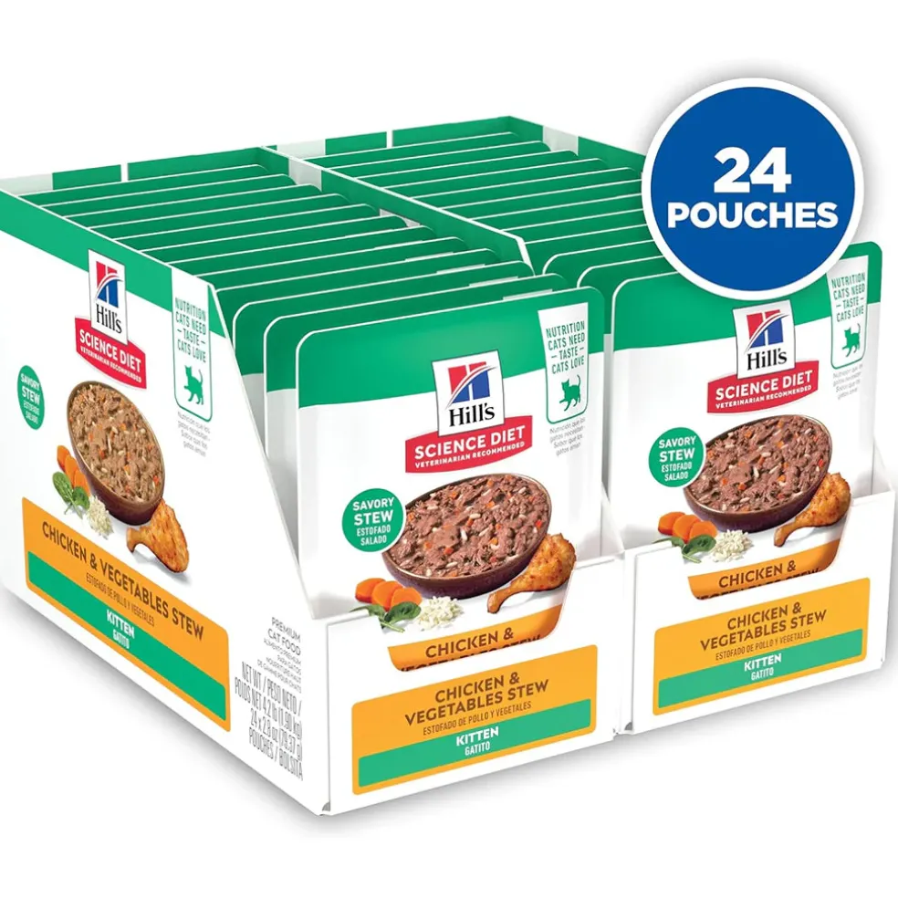 Hill's Science Diet Kitten Chicken & Vegetables Stew Wet Cat Food (2.8 oz x 24 pouches)