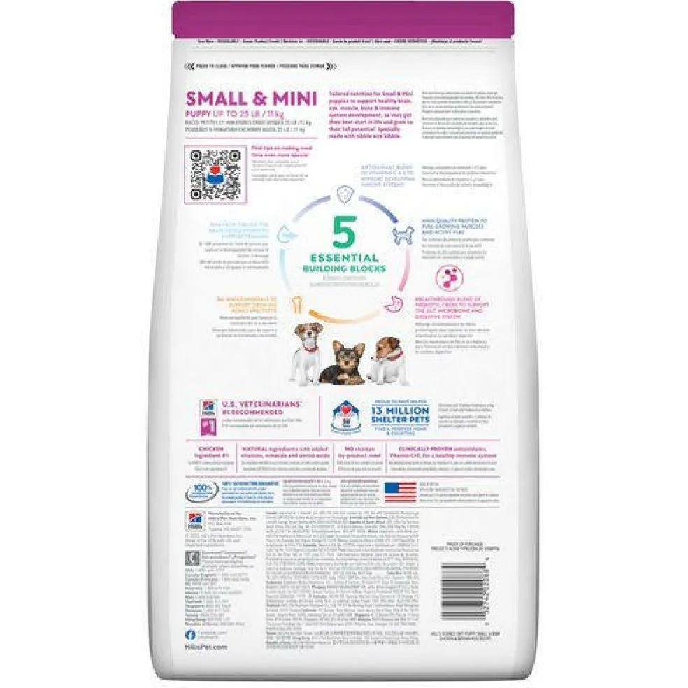 Hill's Science Diet Puppy Small & Mini Chicken Meal & Brown Rice Recipe Dry Dog Food, 4.5 lb bag