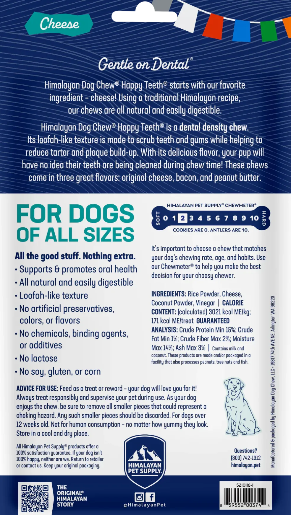 Himalayan Pet Supply Happy Teeth Himalayan Cheese Dental Treat For Dogs (2 chews)