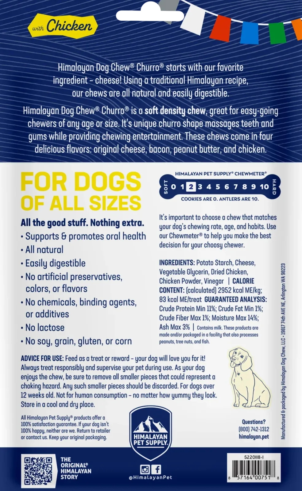 Himalayan Pet Supply yakyCHURRO with Chicken Dog Chews (4 ct)