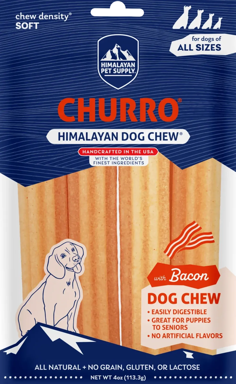Himalayan Pet Supply yakyCHURRO with Bacon Dog Chews (4 ct)