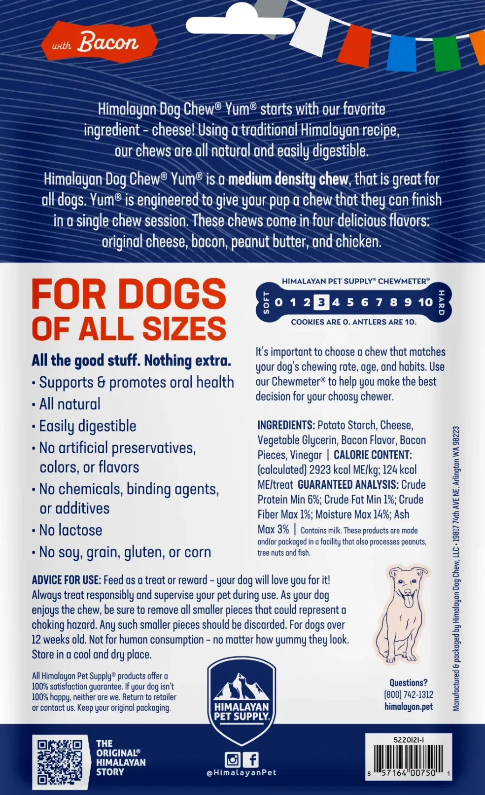 Himalayan Pet Supply yakyYUM with Bacon Dog Chews (4 ct)