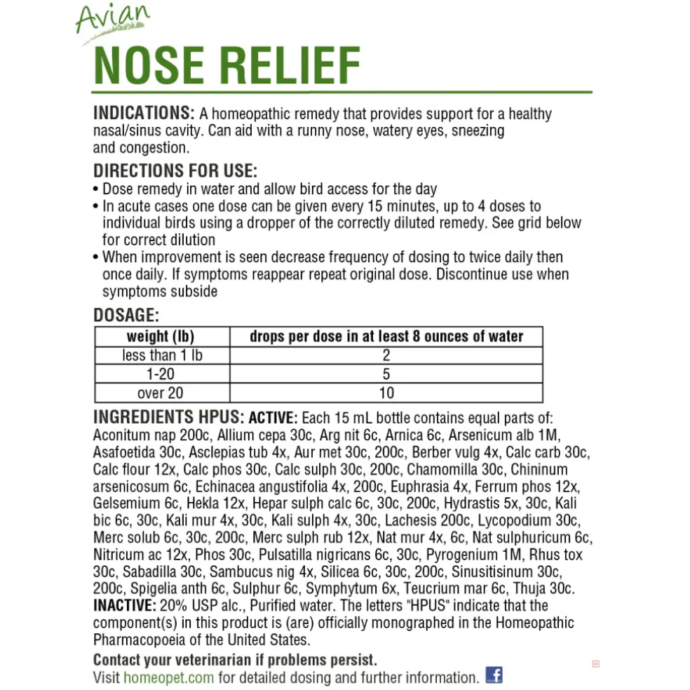HomeoPet Avian Nose Relief For Poulty & Birds (15 ml)