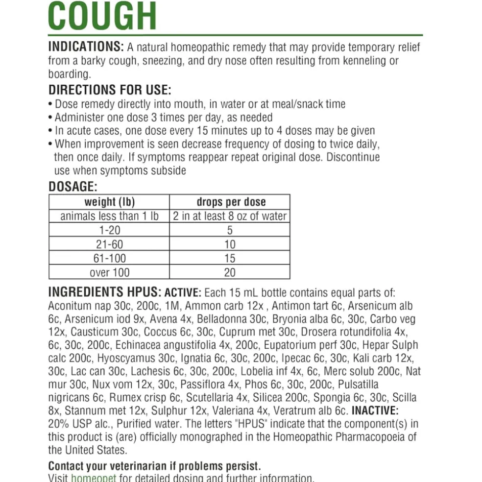 HomeoPet Cough Relief For Pets (15 ml)