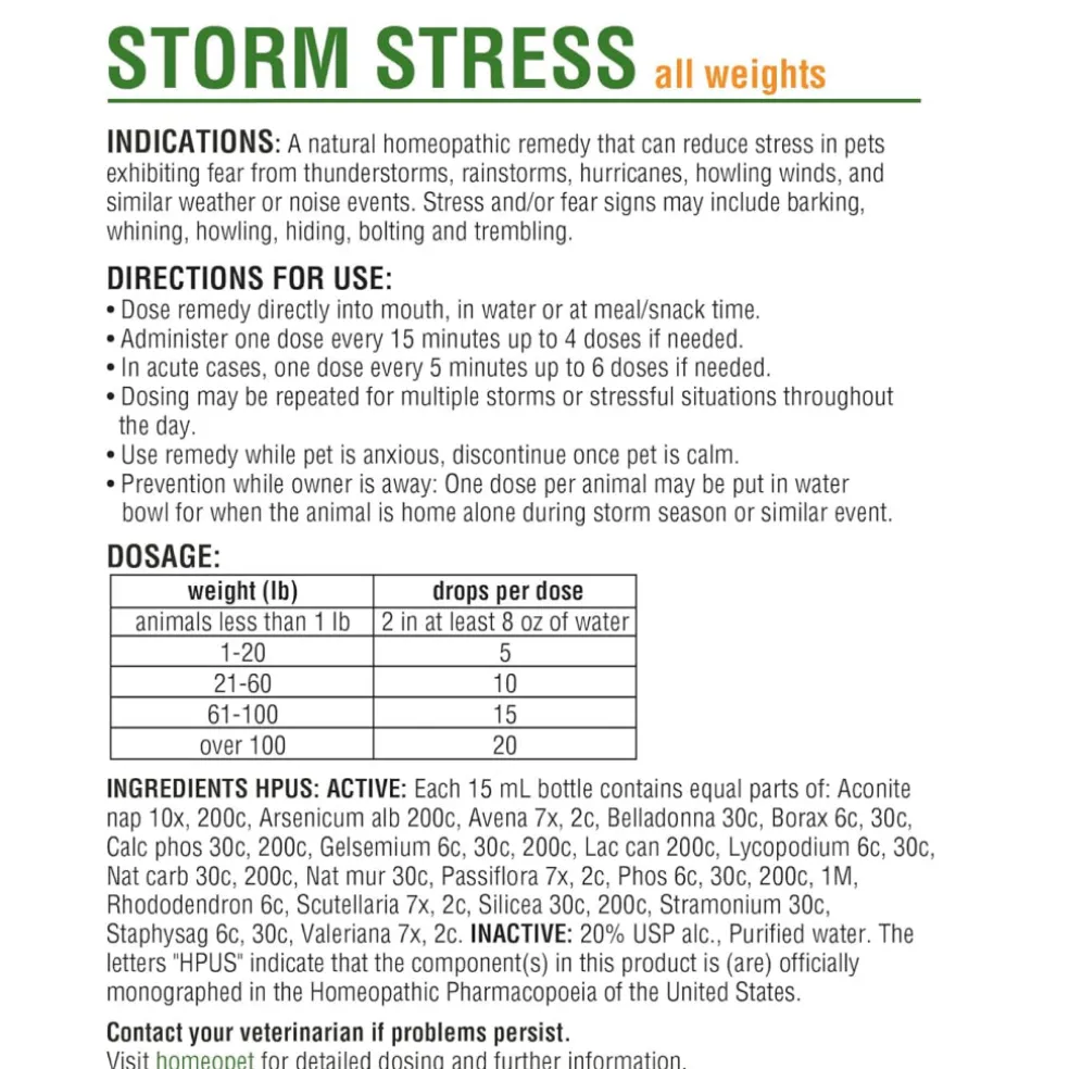HomeoPet Storm Stress For Pets (15 ml)