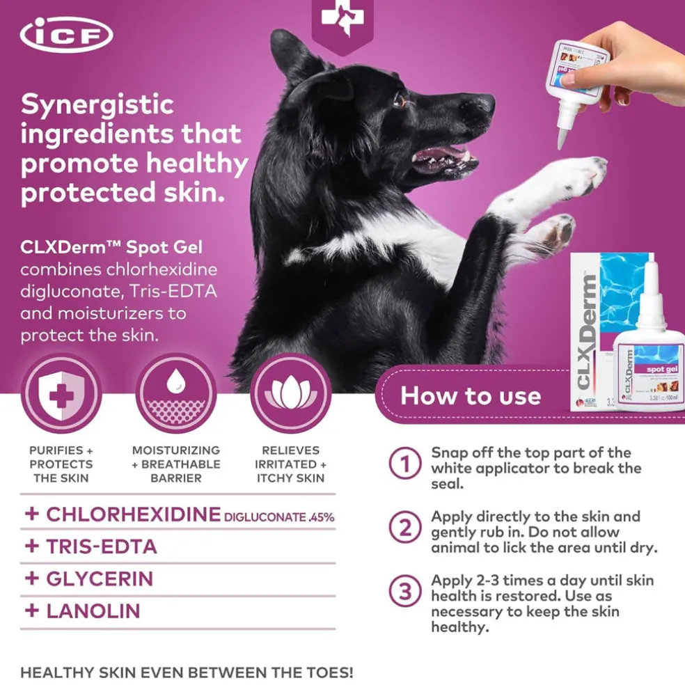 ICF CLXDerm Spot-on Gel for Dogs & Cats, 100-ml