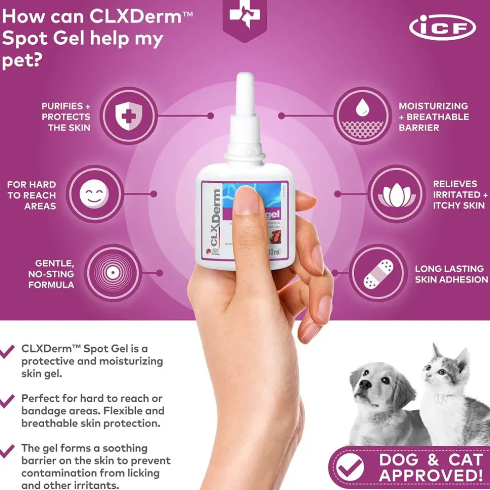 ICF CLXDerm Spot-on Gel for Dogs & Cats, 100-ml