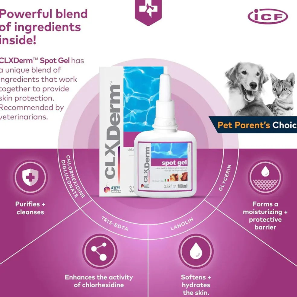 ICF CLXDerm Spot-on Gel for Dogs & Cats, 100-ml