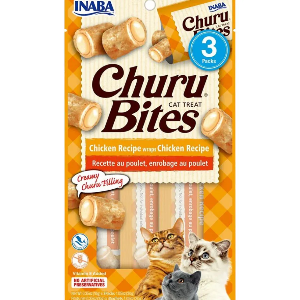 Inaba Churu Bites Chicken Recipe Wraps Chicken Recipe Cat Treats, 0.35-oz X 3