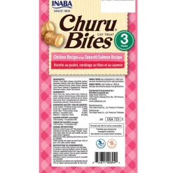 Inaba Churu Bites Chicken Recipe wraps Tuna with Salmon Recipe Cat Treats, 0.35-oz X 3