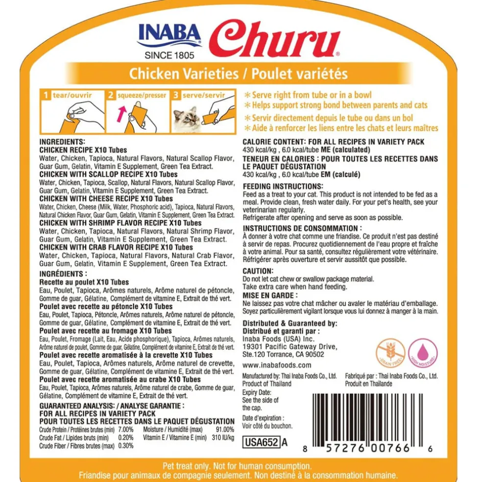 Inaba Churu Chicken Variety Pack Grain-Free Lickable Treat for Cats