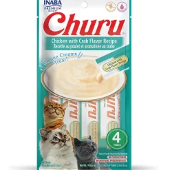 Inaba Churu Chicken with Crab Puree Grain-Free Lickable Treat for Cats, 0.5-oz x 4-tubes