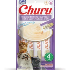 Inaba Churu Chicken with Shrimp Puree Grain-Free Lickable Treat for Cats, 0.5-oz x 4-tubes