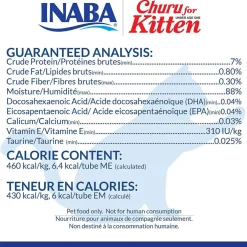 Inaba Churu for Kittens Tuna Recipe Puree Grain-Free Lickable Treat for Cats, 0.5-oz x 4-tubes