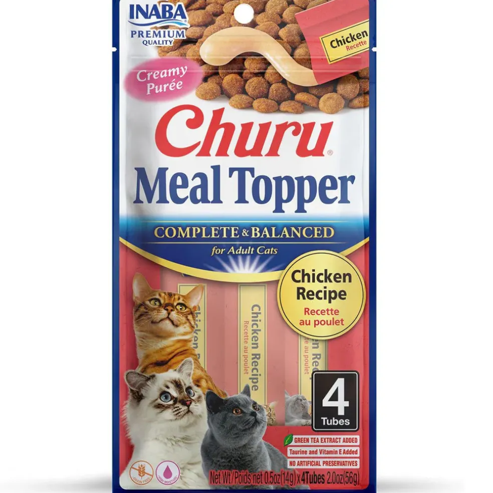 Inaba Churu Meal Topper Chicken Recipe Cat Food, 0.5-oz x 4-tubes