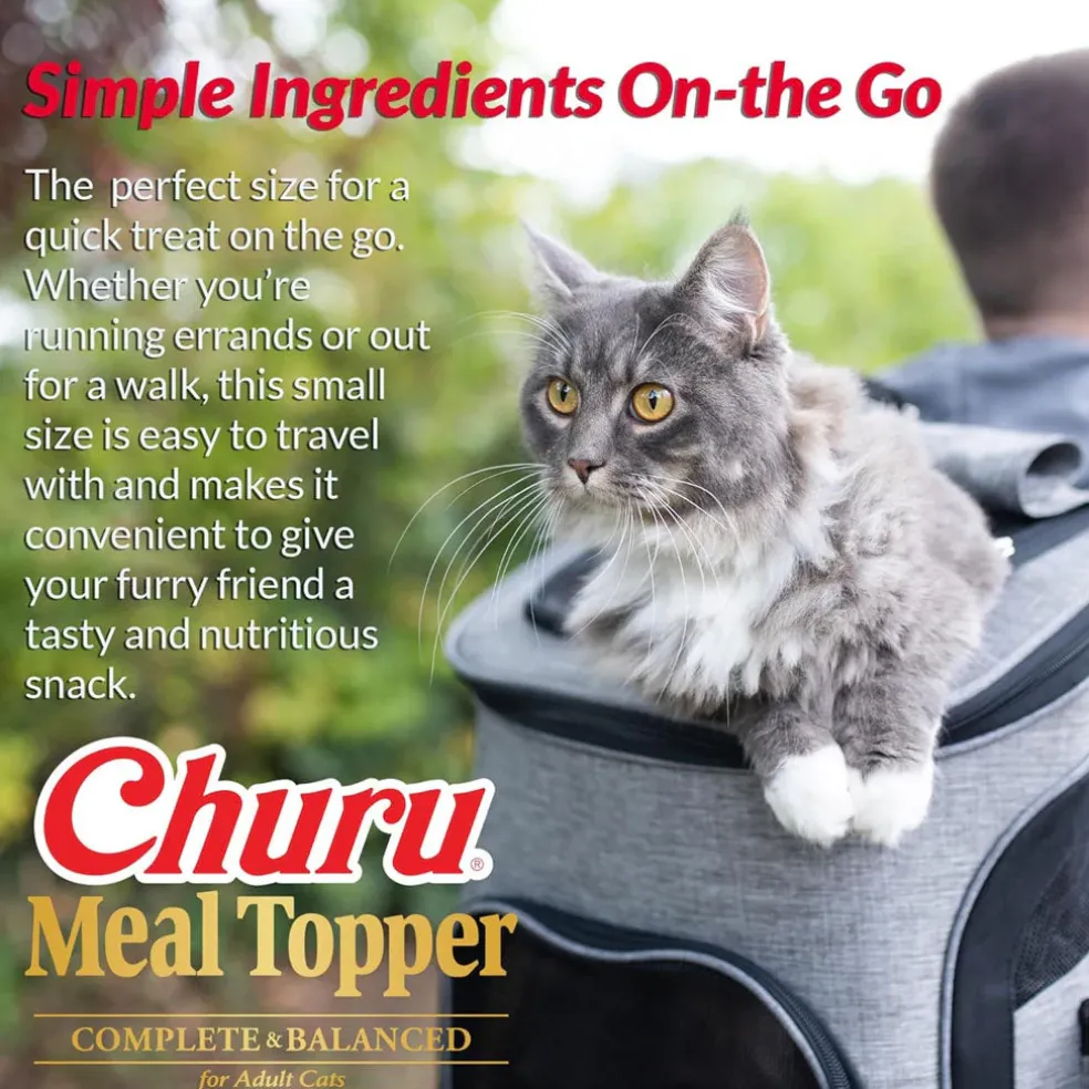 Inaba Churu Meal Topper Tuna with Scallop Recipe Cat Food, 0.5-oz x 4-tubes