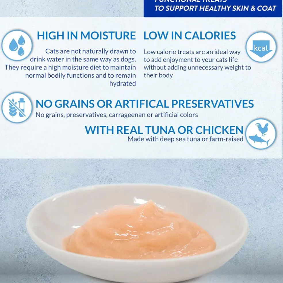 Inaba Churu Skin & Coat Chicken Recipe Grain-Free Lickable Treat for Cats, 0.5-oz x 4-tubes