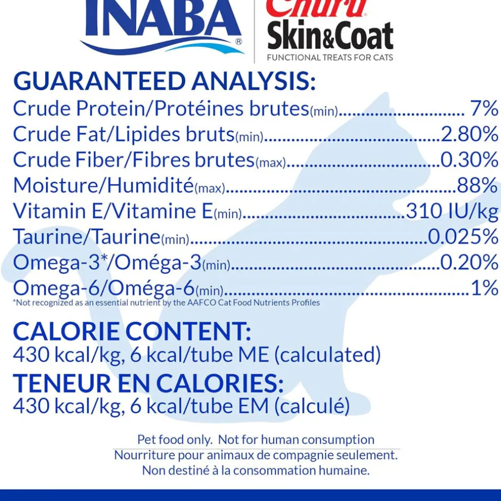 Inaba Churu Skin & Coat Chicken Recipe Grain-Free Lickable Treat for Cats, 0.5-oz x 4-tubes
