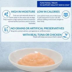 Inaba Churu Skin & Coat Tuna Recipe Grain-Free Lickable Treat for Cats, 0.5-oz x 4-tubes