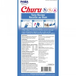 Inaba Churu Tuna Puree Grain-Free Lickable Treat for Cats, 0.5-oz x 4-tubes