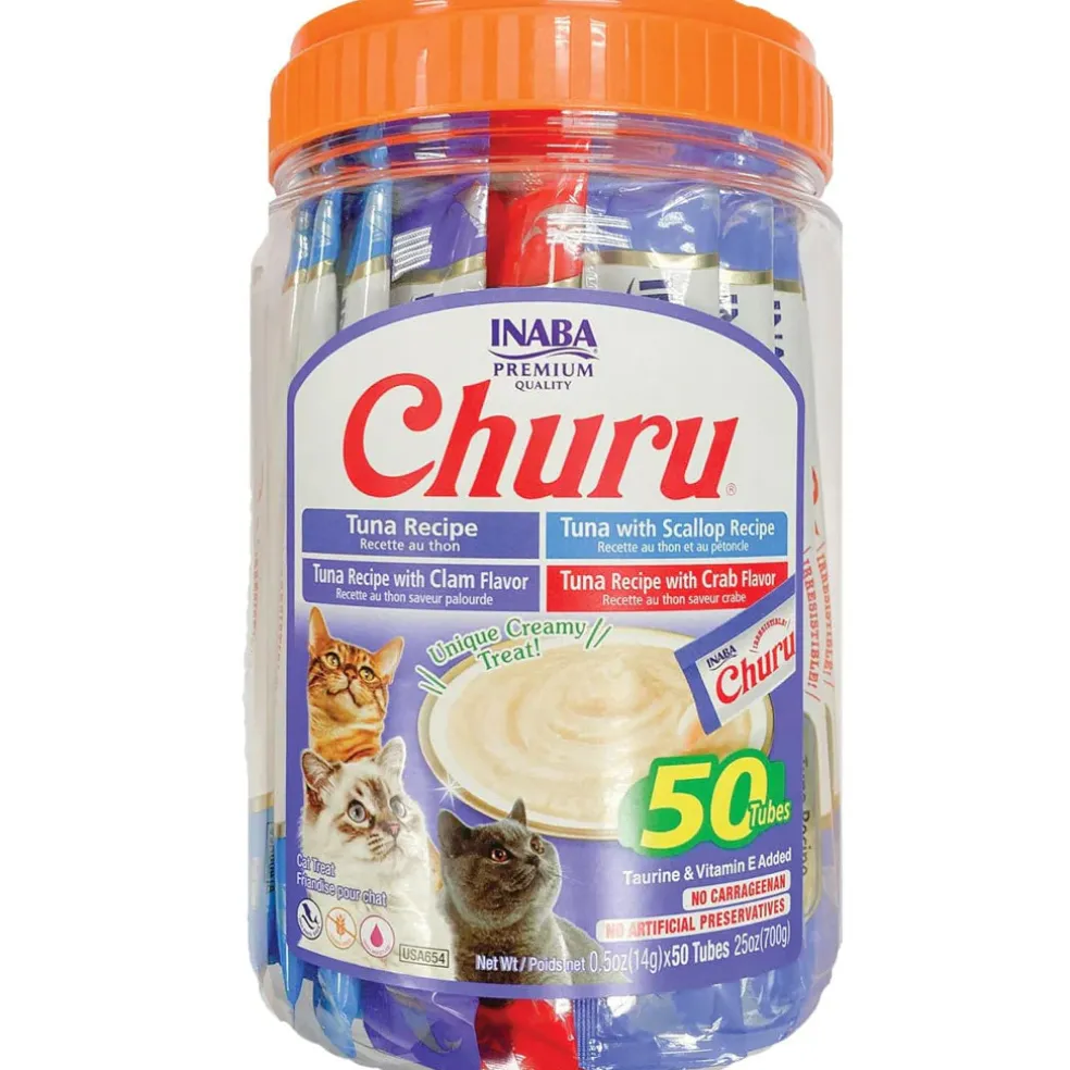 Inaba Churu Tuna Seafood Variety Pack Grain-Free Lickable Treat for Cats