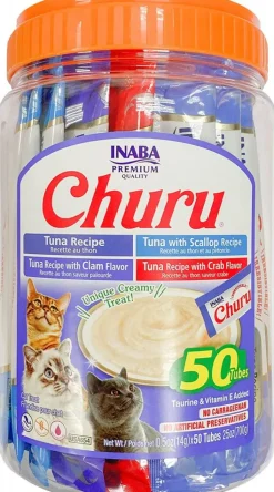 Inaba Churu Tuna Seafood Variety Pack Grain-Free Lickable Treat for Cats