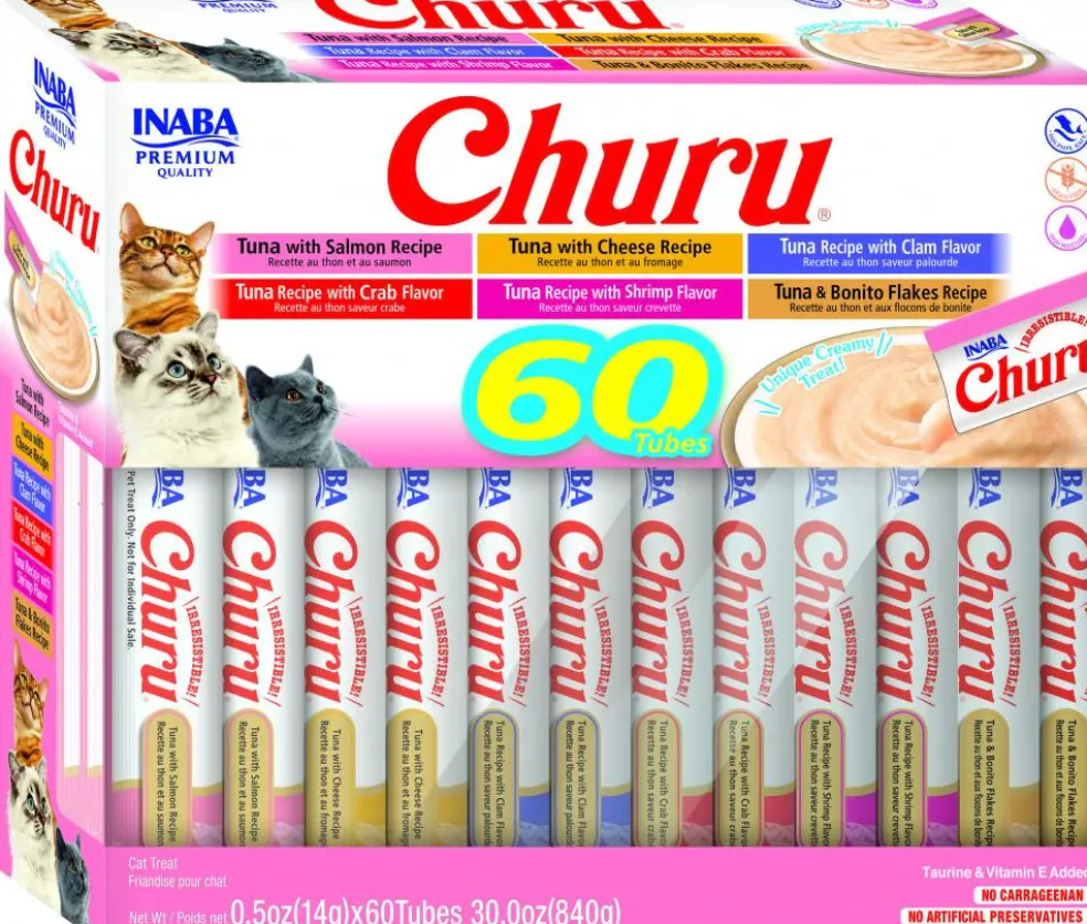 Inaba Churu Tuna Seafood Variety Pack Grain-Free Lickable Treat for Cats