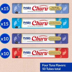 Inaba Churu Tuna Seafood Variety Pack Grain-Free Lickable Treat for Cats