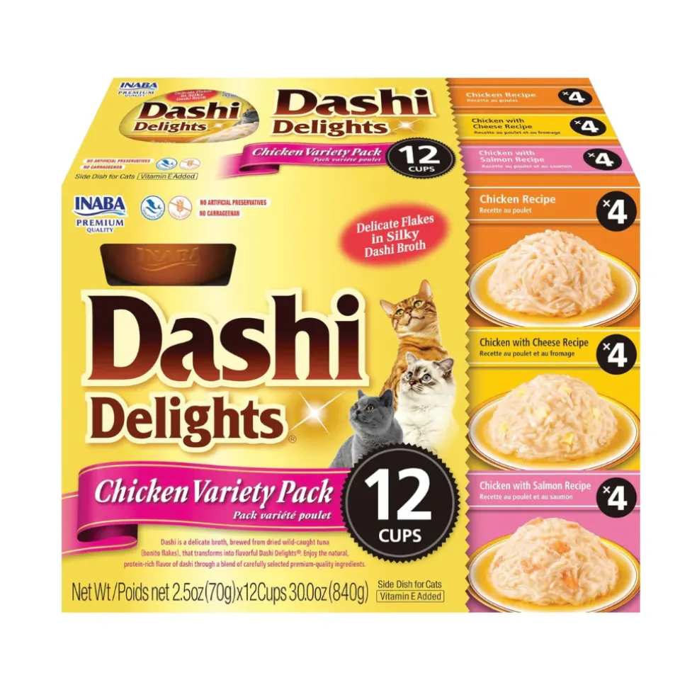Inaba Dashi Delights Chicken Variety Pack in Broth Cat Food, 2.5-oz, pack of 12