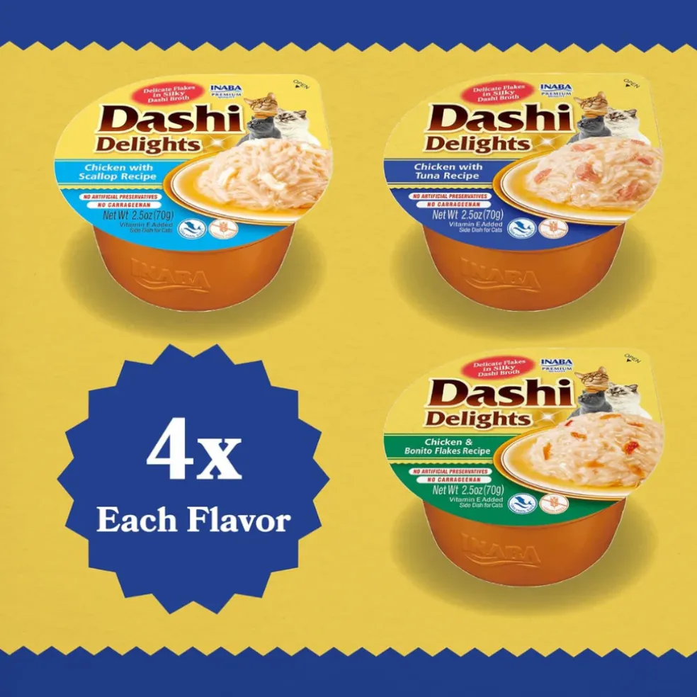 Inaba Dashi Delights Chicken Variety Pack in Broth Cat Food, 2.5-oz, pack of 12