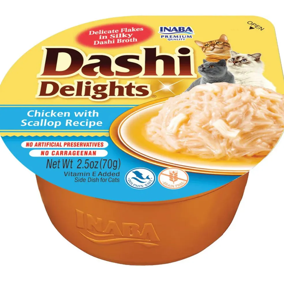 Inaba Dashi Delights Chicken with Scallop Recipe in Broth Cat Food, 2.5-oz