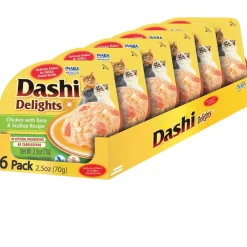 Inaba Dashi Delights Chicken with Tuna & Scallop Recipe in Broth Cat Food, 2.5-oz - DISCO