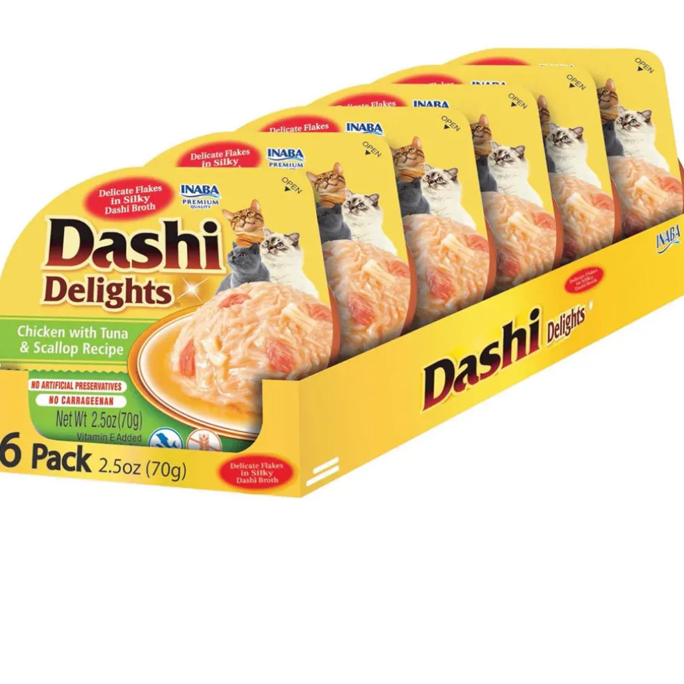 Inaba Dashi Delights Chicken with Tuna & Scallop Recipe in Broth Cat Food, 2.5-oz - DISCO