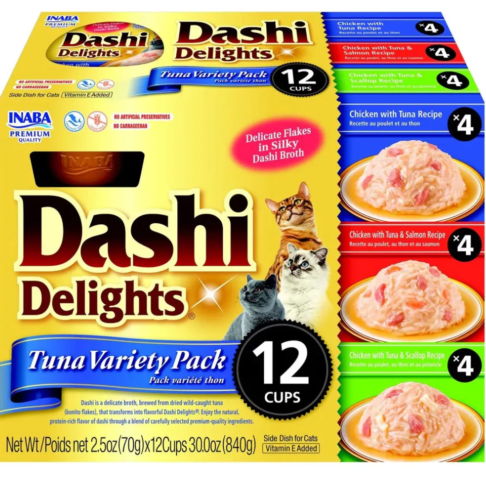 Inaba Dashi Delights Tuna Variety Pack in Broth Cat Food, 2.5-oz, pack of 12