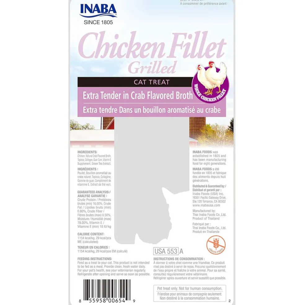 Inaba Grilled Chicken Fillet Extra Tender in Crab Flavored Broth Cat Treat, 0.52-oz