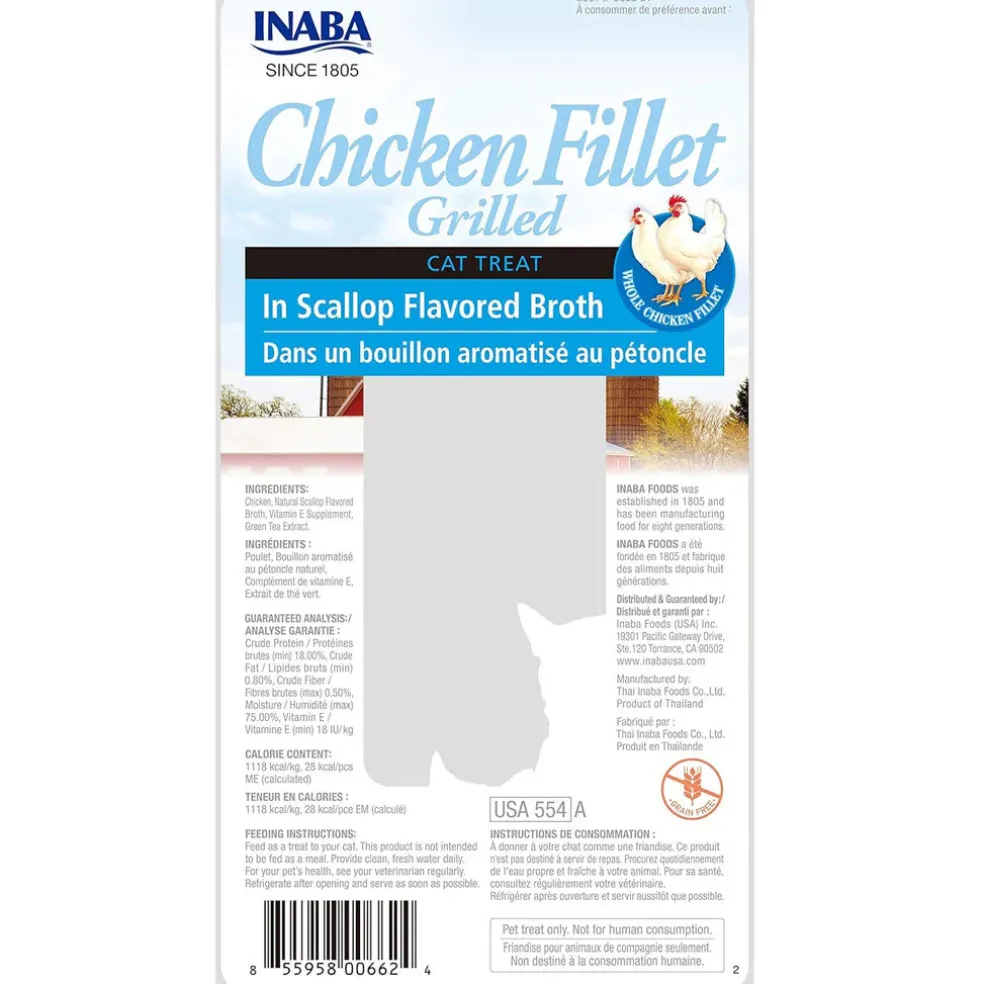Inaba Grilled Chicken Fillet in Scallop Flavored Broth Cat Treat, 0.52-oz