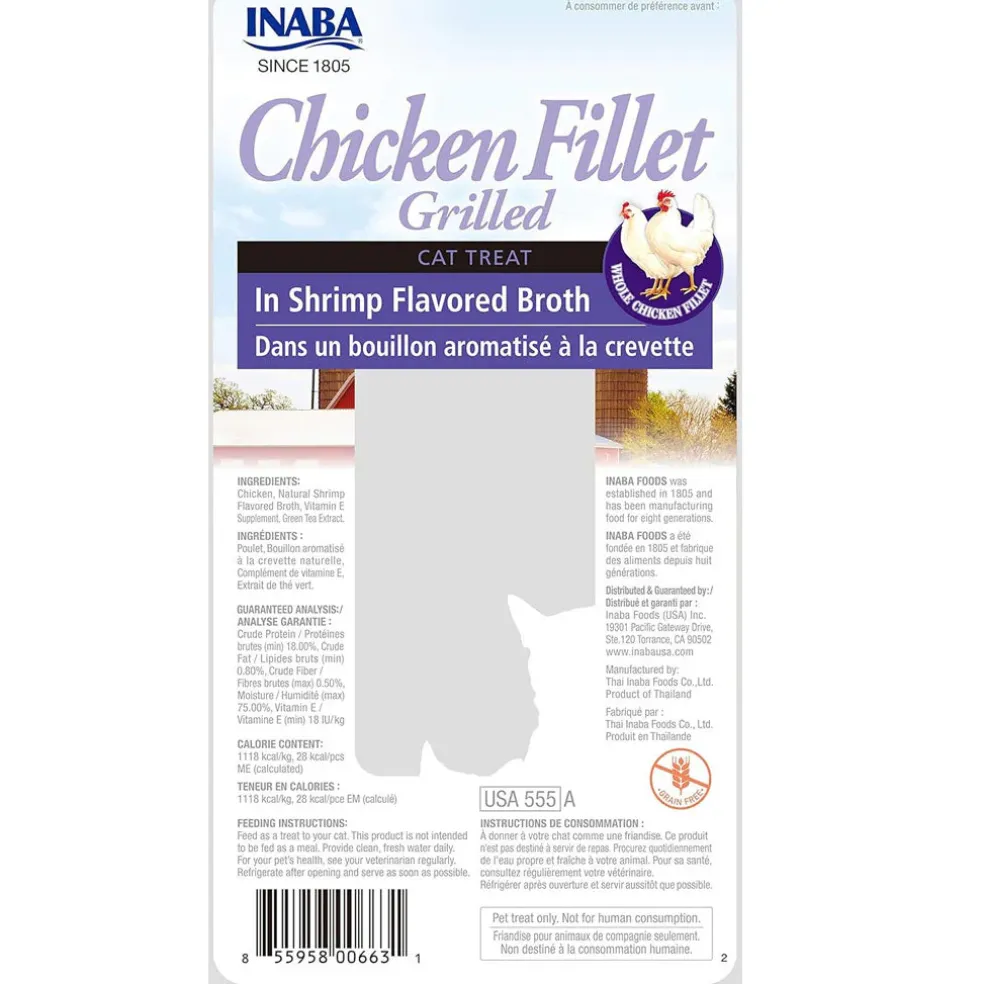 Inaba Grilled Chicken Fillet in Shrimp Flavored Broth Cat Treat, 0.52-oz