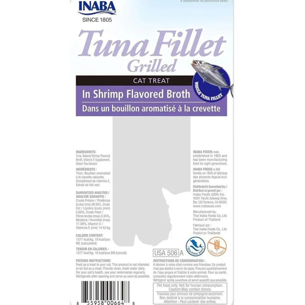 Inaba Grilled Tuna Fillet in Shrimp Flavored Broth Cat Treat, 0.52-oz
