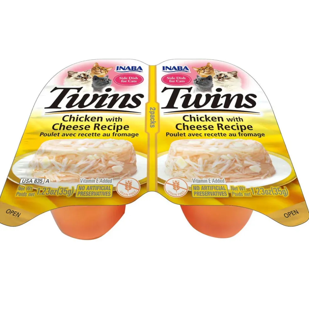 Inaba Twins Chicken with Cheese Recipe Grain-Free Cat Food, 1.23-oz