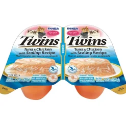 Inaba Twins Tuna & Chicken with Scallop Recipe Grain-Free Cat Food, 1.23-oz