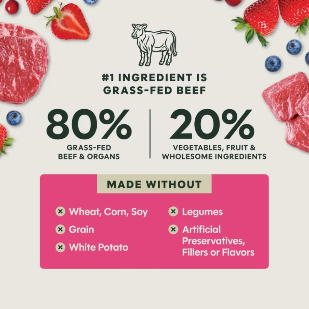 Instinct Fresh Dried Meal Blends Freeze-Dried Grass-Fed Beef & Wild Berry Recipe for Dogs