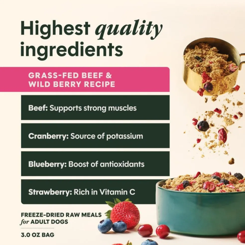 Instinct Fresh Dried Meal Blends Freeze-Dried Grass-Fed Beef & Wild Berry Recipe for Dogs