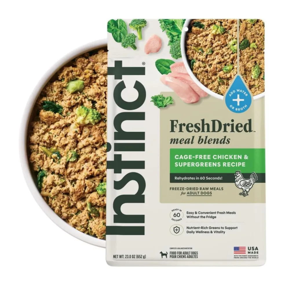 Instinct Fresh Dried Meal Blends Freeze-Dried Cage-Free Chicken & Supergreens Recipe for Dogs