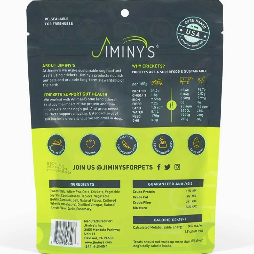 Jiminy's Cricket Sweet Potato & Peas Chewy Training Treats For Dogs (6 oz)