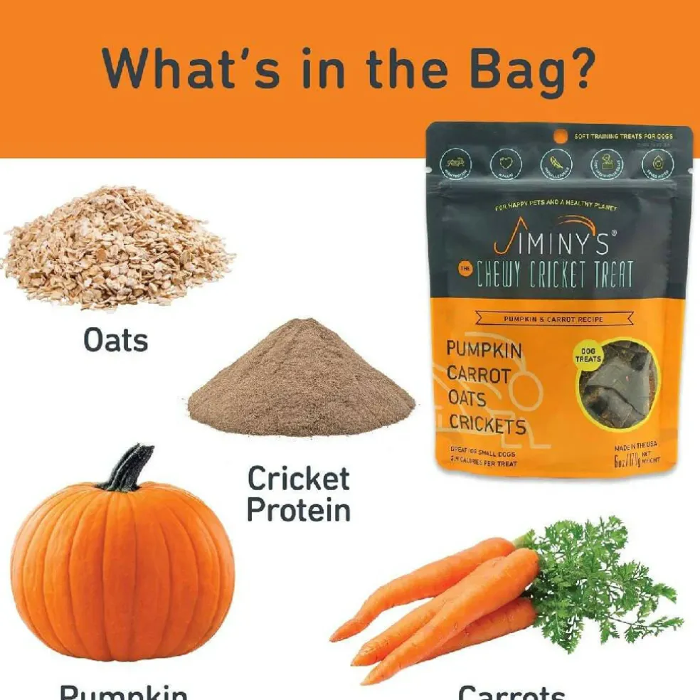 Jiminy's Pumpkin Carrot & Cricket Chewy Training Treats For Dogs (6 oz)