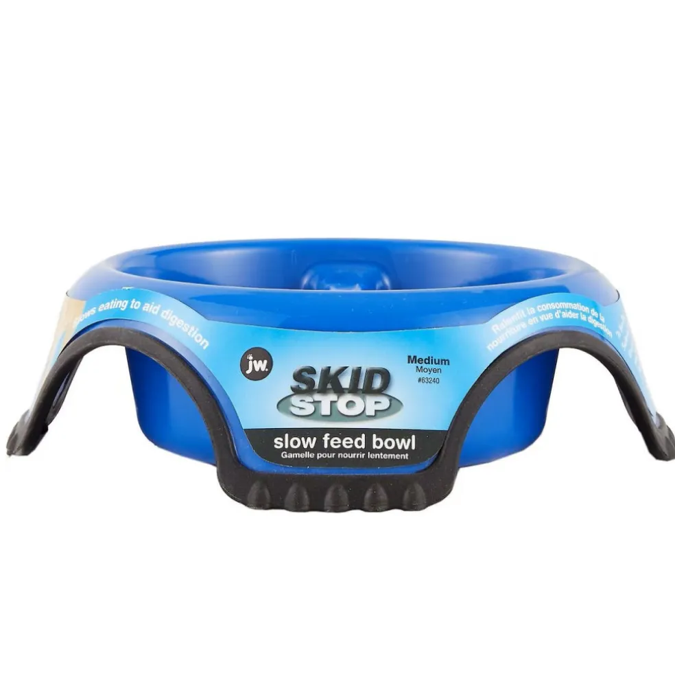 JW Pet Skid Stop Slow Feed Dog Bowl, Assorted Colors