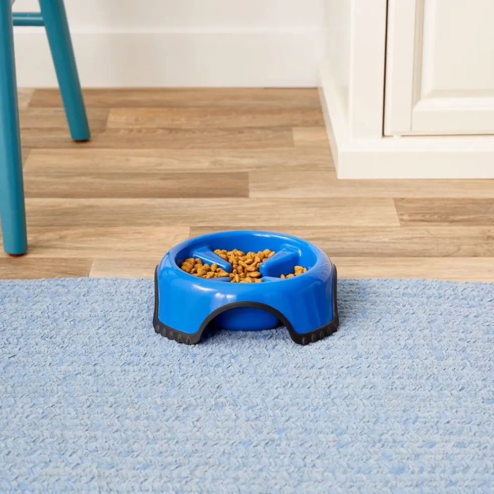 JW Pet Skid Stop Slow Feed Dog Bowl, Assorted Colors